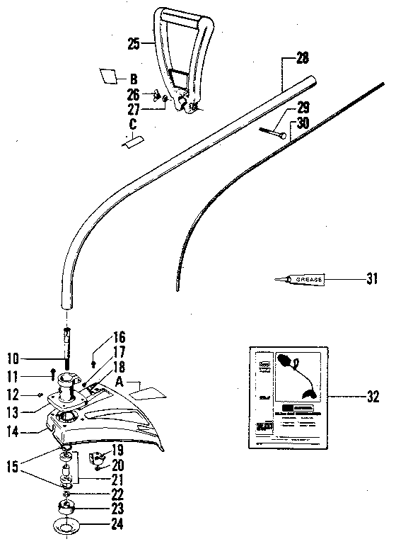 Drive Shaft Housing Diagram and Parts List for 234795511  Craftsman Trimmer