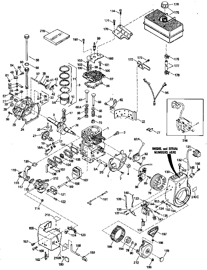 Replacement Parts Diagram and Parts List for 143806082  Craftsman Engine