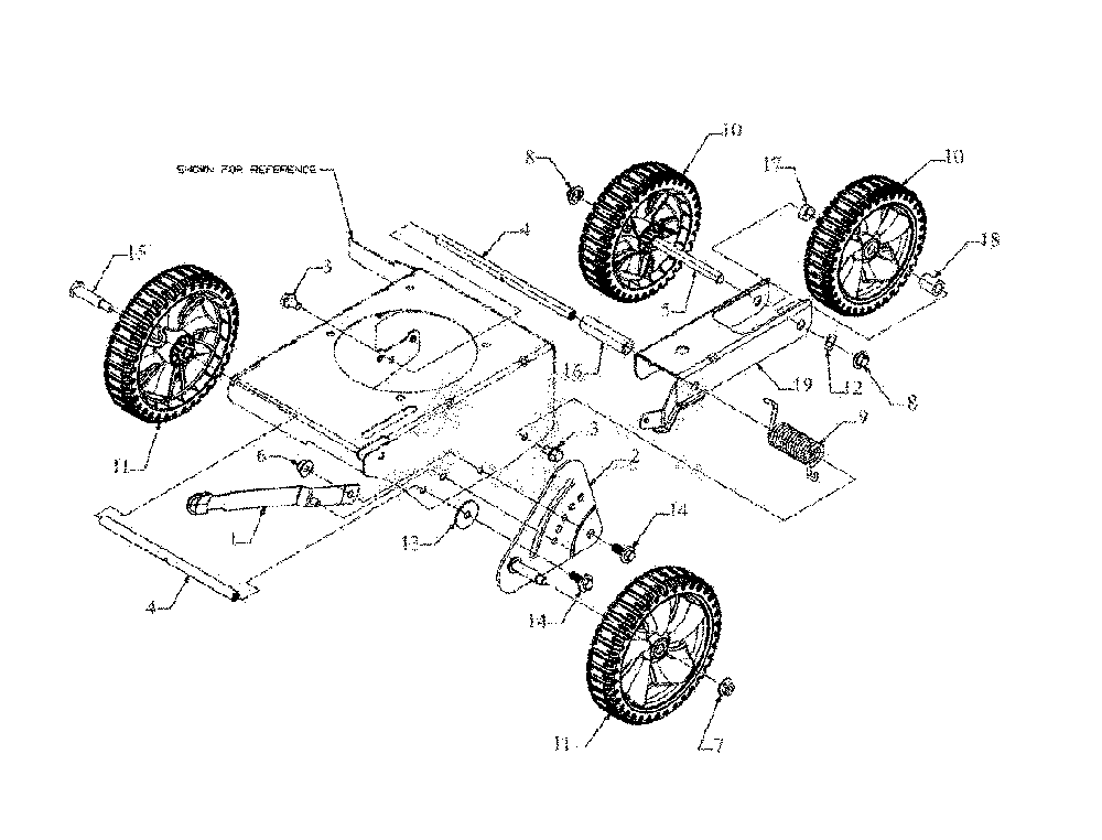 Wheels assembly Diagram and Parts List for CMXGKAM1158708  Craftsman Edger