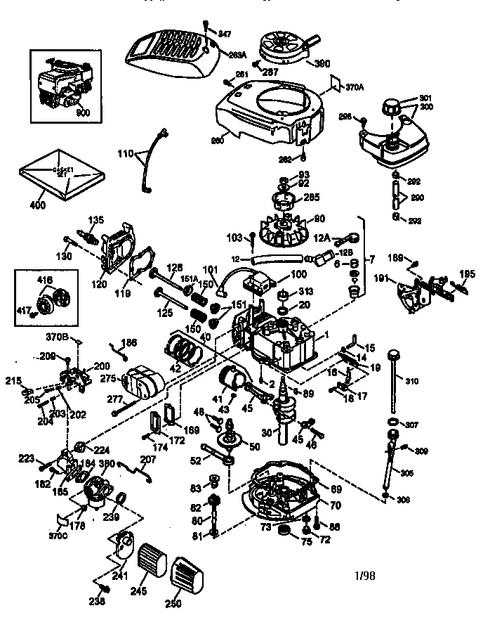 Engine 143.986250 Diagram and Parts List for 143986250  Craftsman Engine
