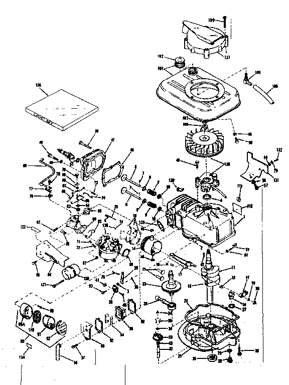 Basic Engine Diagram and Parts List for 143124041  Craftsman Engine