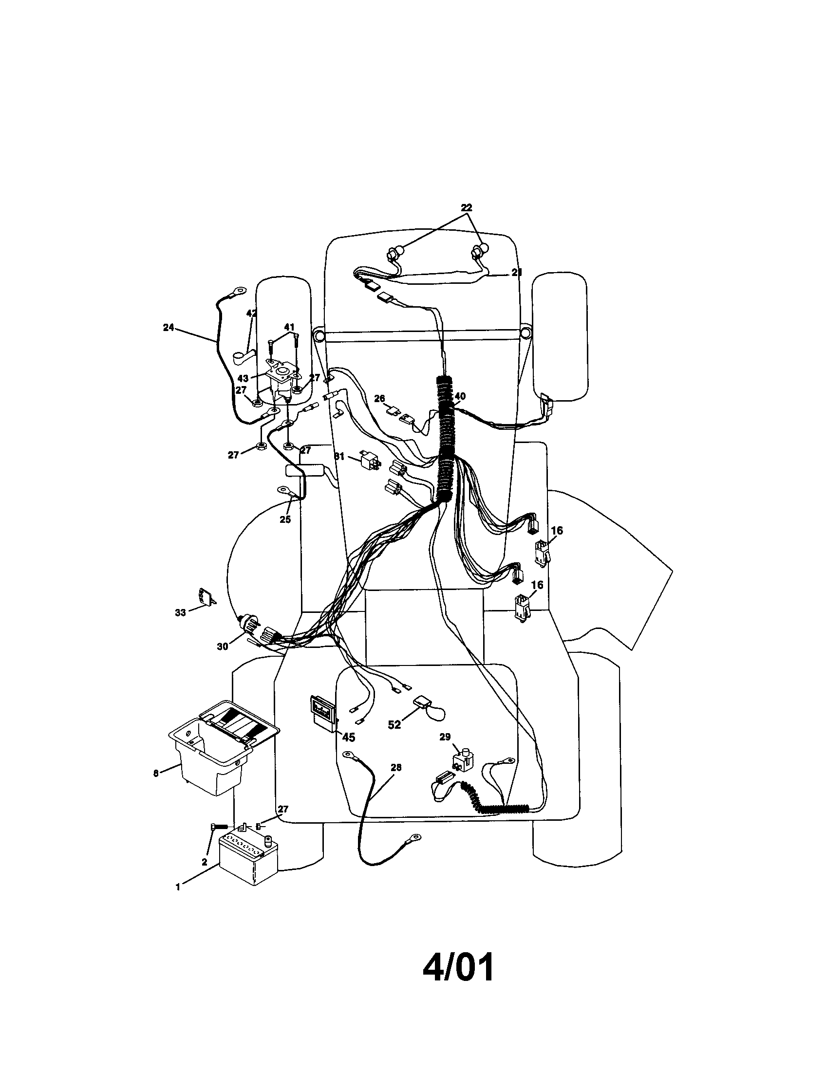 Electrical Diagram and Parts List for 917272056  Craftsman Lawn Tractor