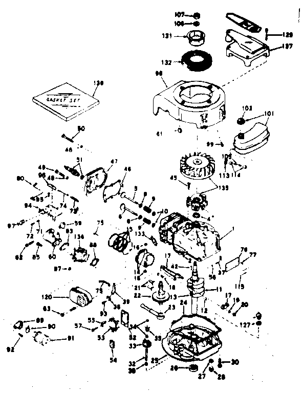 Basic Engine Diagram and Parts List for 143243052  Craftsman Engine