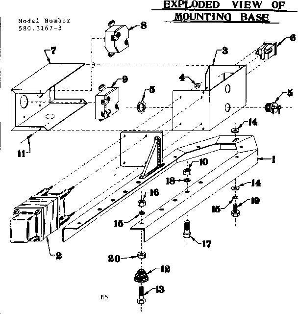 Mounting Base Diagram and Parts List for 5803167-3  Craftsman Engine