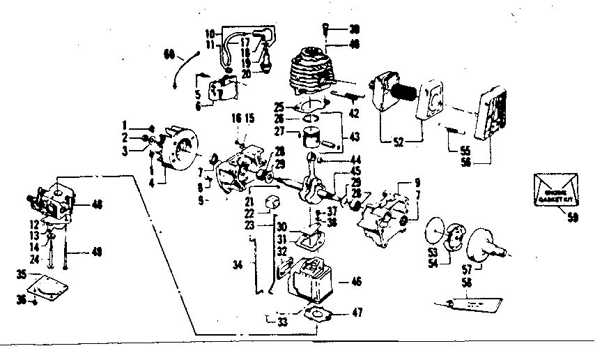Engine Diagram and Parts List for 358798131  Craftsman Trimmer