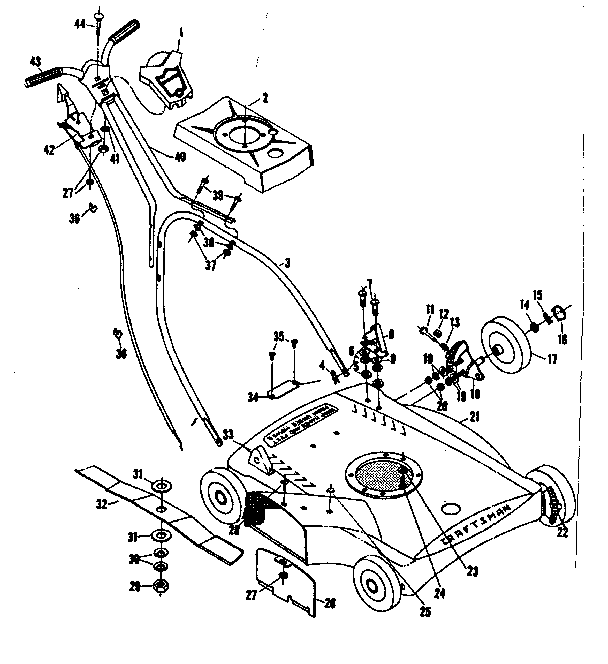 Replacement Parts Diagram and Parts List for 13191151  Craftsman Lawn Mower