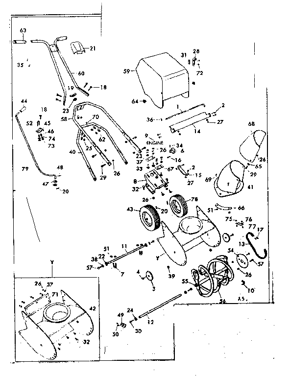 Replacement Parts Diagram and Parts List for 53682163  Craftsman Snow Blower