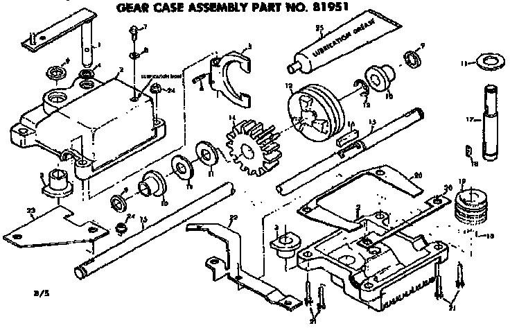 Gear Case No 8195 Diagram and Parts List for 131974111  Craftsman Lawn Mower