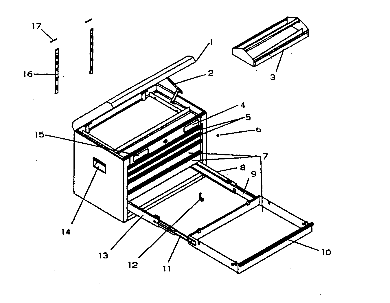 Tool Box Diagram and Parts List for 706596361  Craftsman Tool Stand & Cart