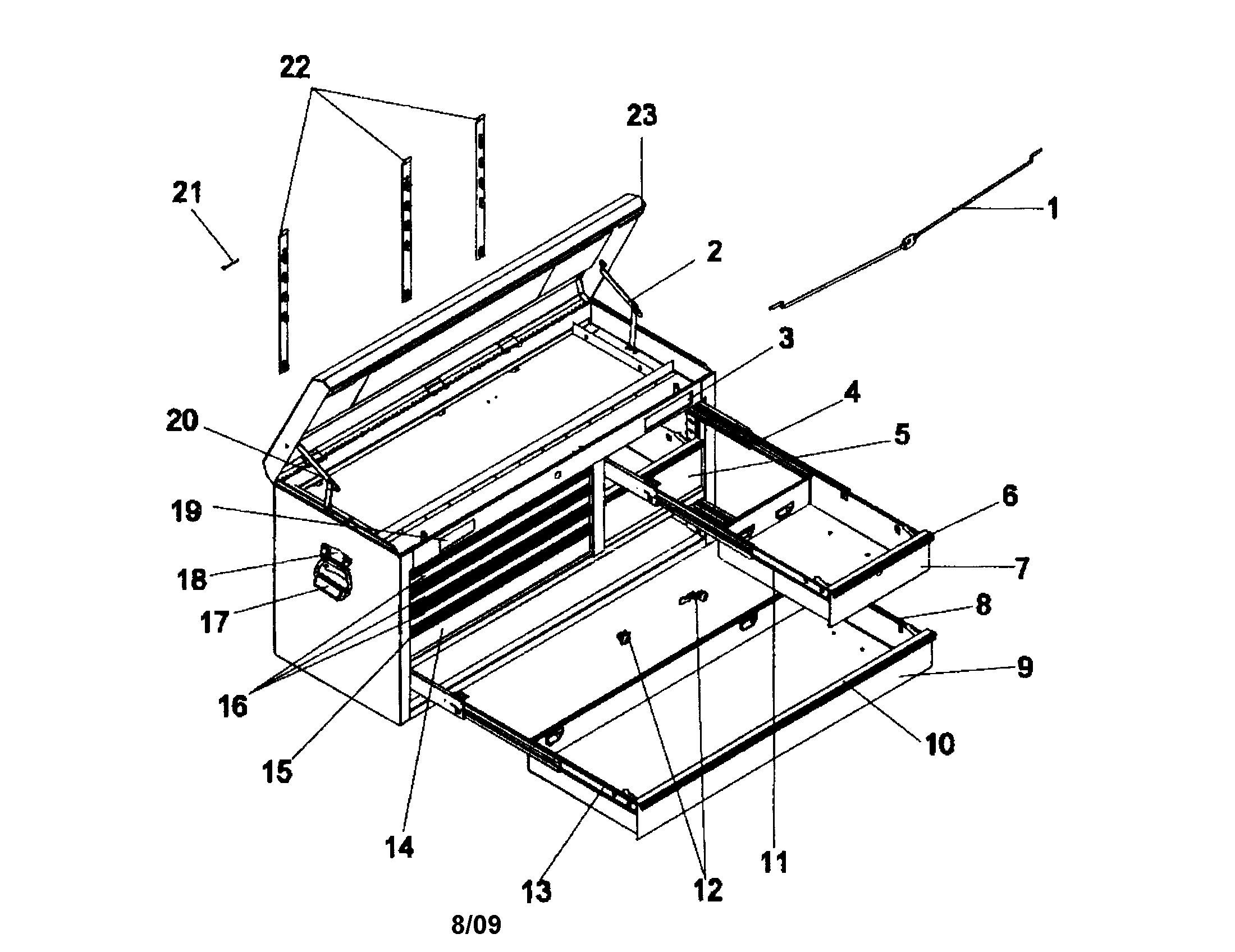 Tool Chest Diagram and Parts List for 706593832  Craftsman Tool Stand & Cart