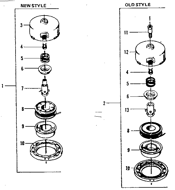 New And Old Style Cutting Head Assembly Diagram and Parts List for 234795700  Craftsman Trimmer