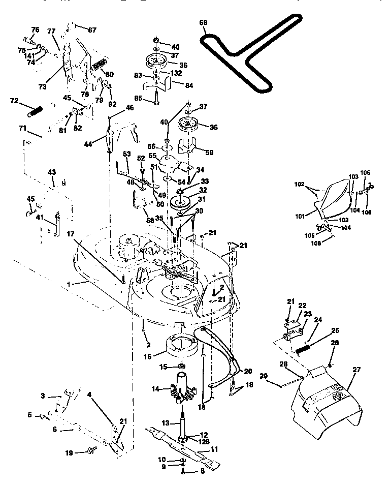 Mower Deck Diagram and Parts List for 917270611  Craftsman Lawn Tractor