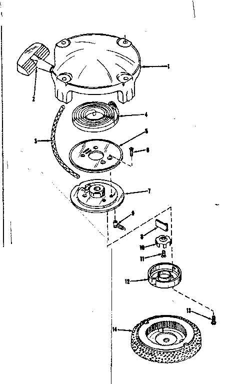 Rewind Starter No. 28319 Diagram and Parts List for 143105091  Craftsman Engine