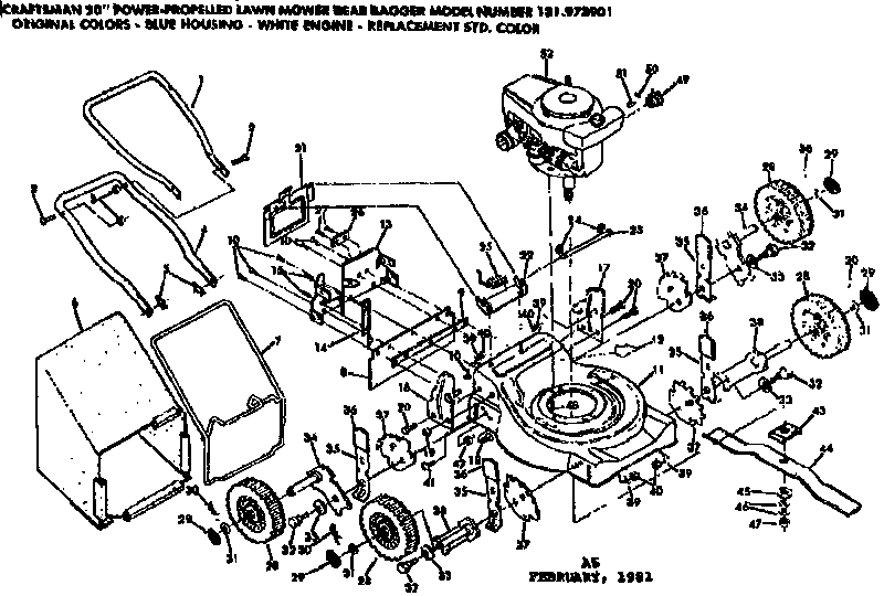 Mower Deck Diagram and Parts List for 131973901  Craftsman Lawn Mower