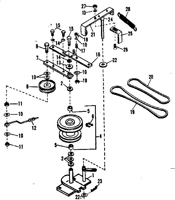 Pulley Assembly Diagram and Parts List for 84224068  Craftsman Snow Blower