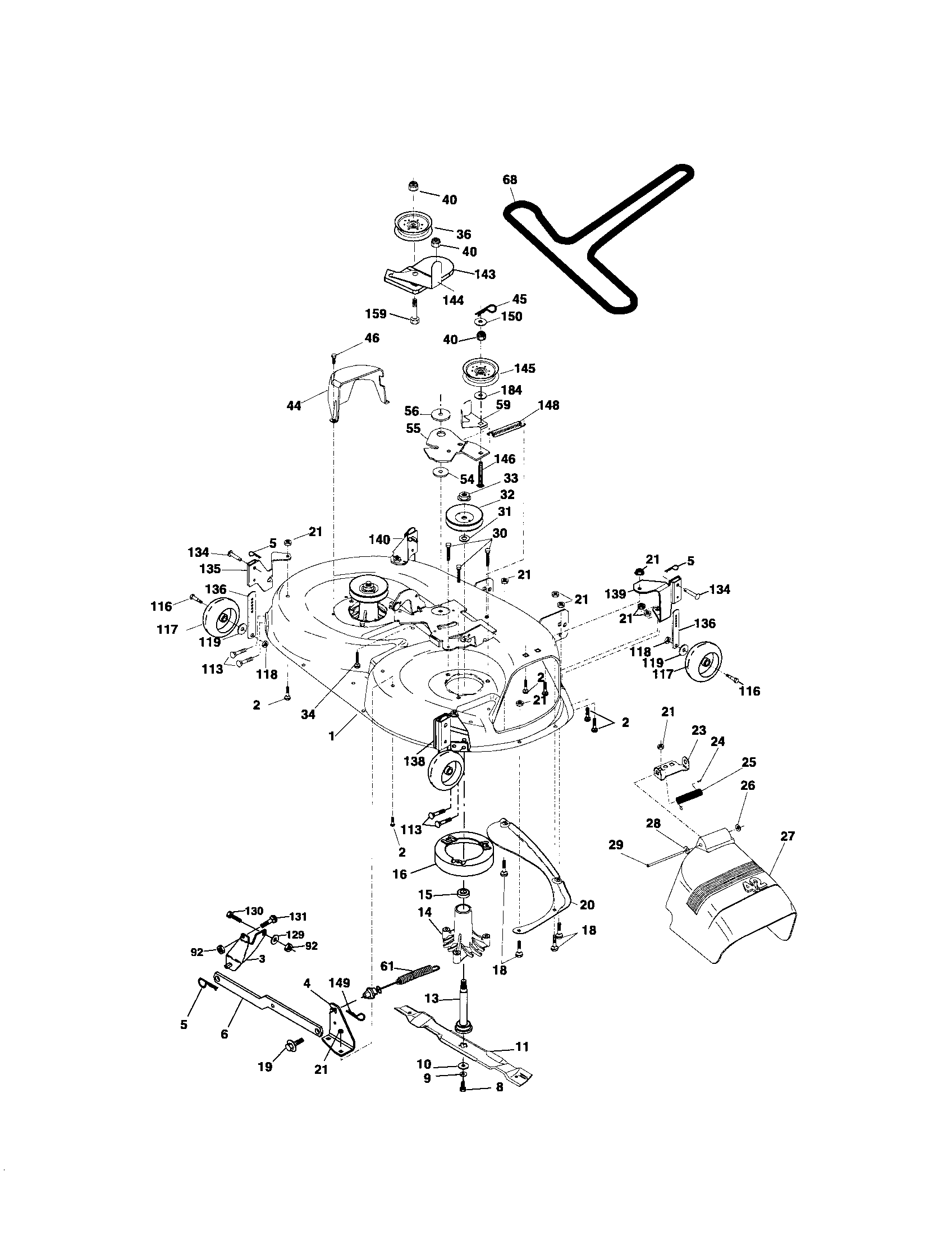 Mower Deck Diagram and Parts List for 917275660  Craftsman Lawn Tractor