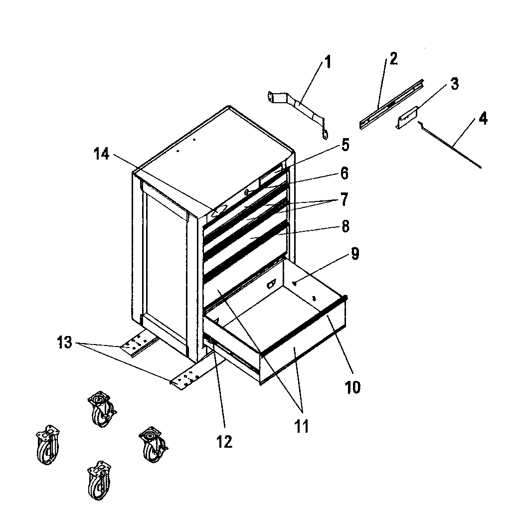 Chest Diagram and Parts List for 706877400  Craftsman Tool Stand & Cart