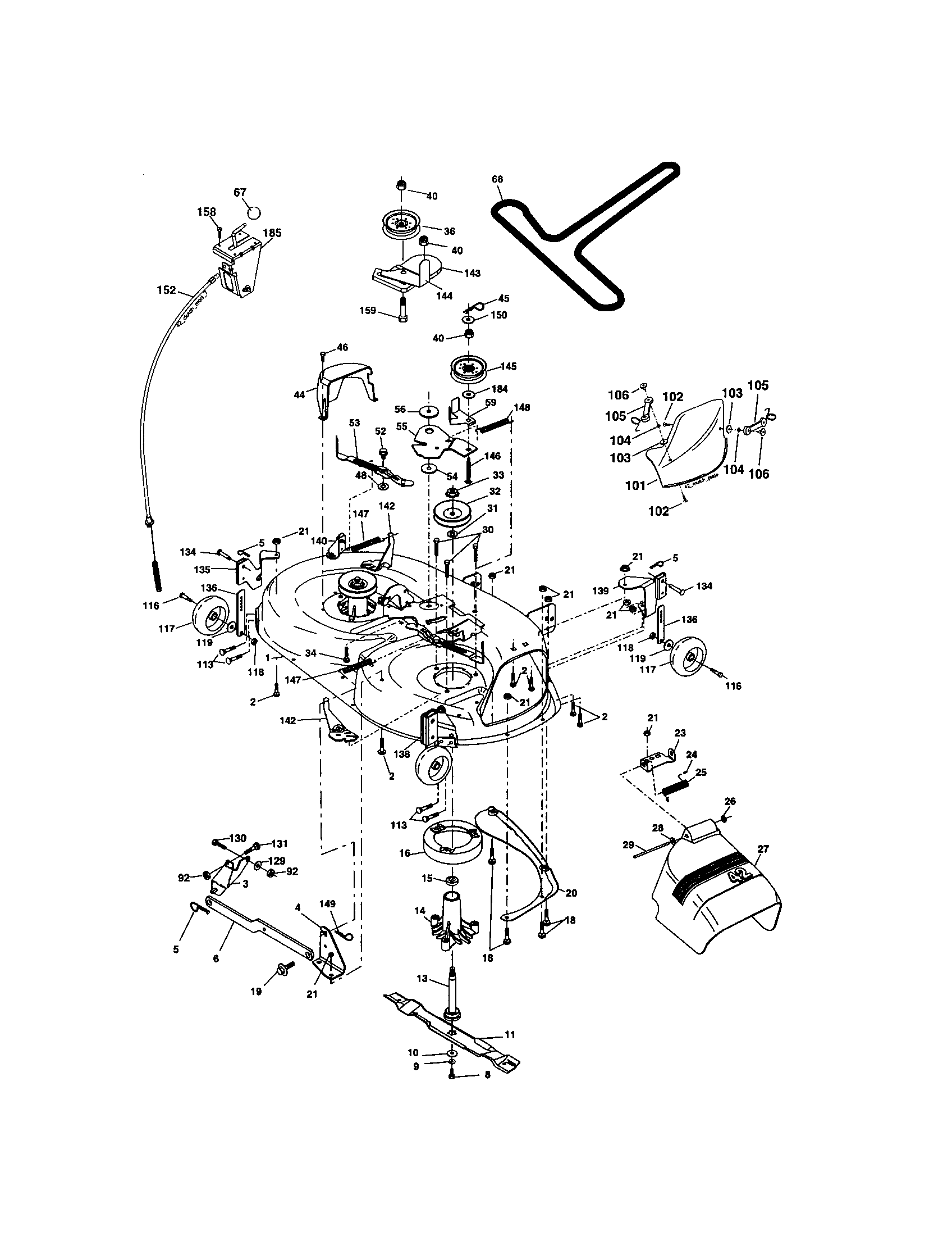 Mower Deck Diagram and Parts List for 917273812  Craftsman Lawn Tractor
