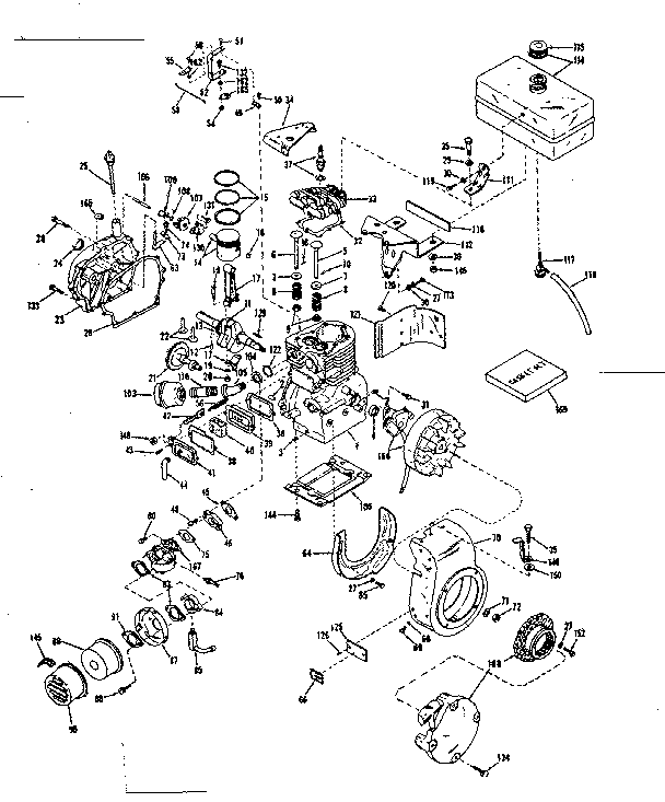 Basic Engine Diagram and Parts List for 143536032  Craftsman Engine