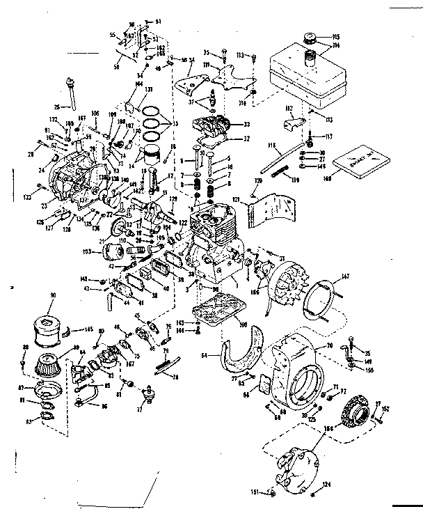 Basic Engine Diagram and Parts List for 143526031  Craftsman Engine