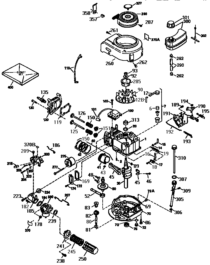 Replacement Parts Diagram and Parts List for 143954004  Craftsman Engine