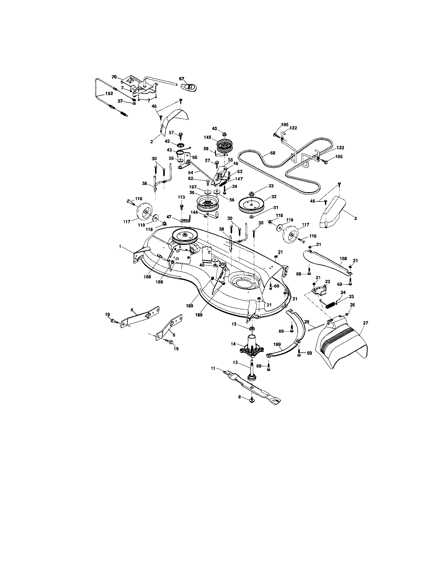 Mower Deck Diagram and Parts List for 917287360  Craftsman Lawn Tractor