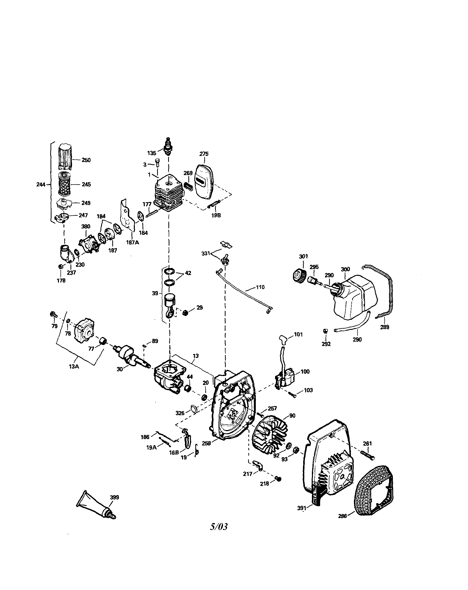 2-cycle Engine Diagram and Parts List for 200701041  Craftsman Engine