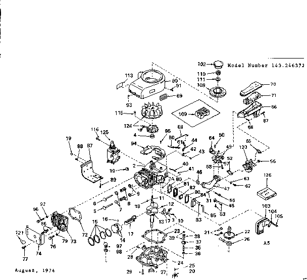Engine Diagram and Parts List for 143246372  Craftsman Engine