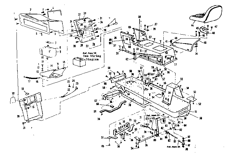 Top Half Diagram and Parts List for 536250931  Craftsman Lawn Tractor