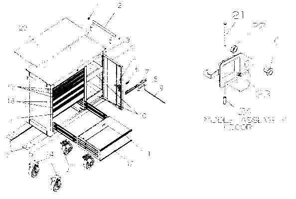 Cabinet Parts Diagram and Parts List for 706653437  Craftsman Tool Stand & Cart