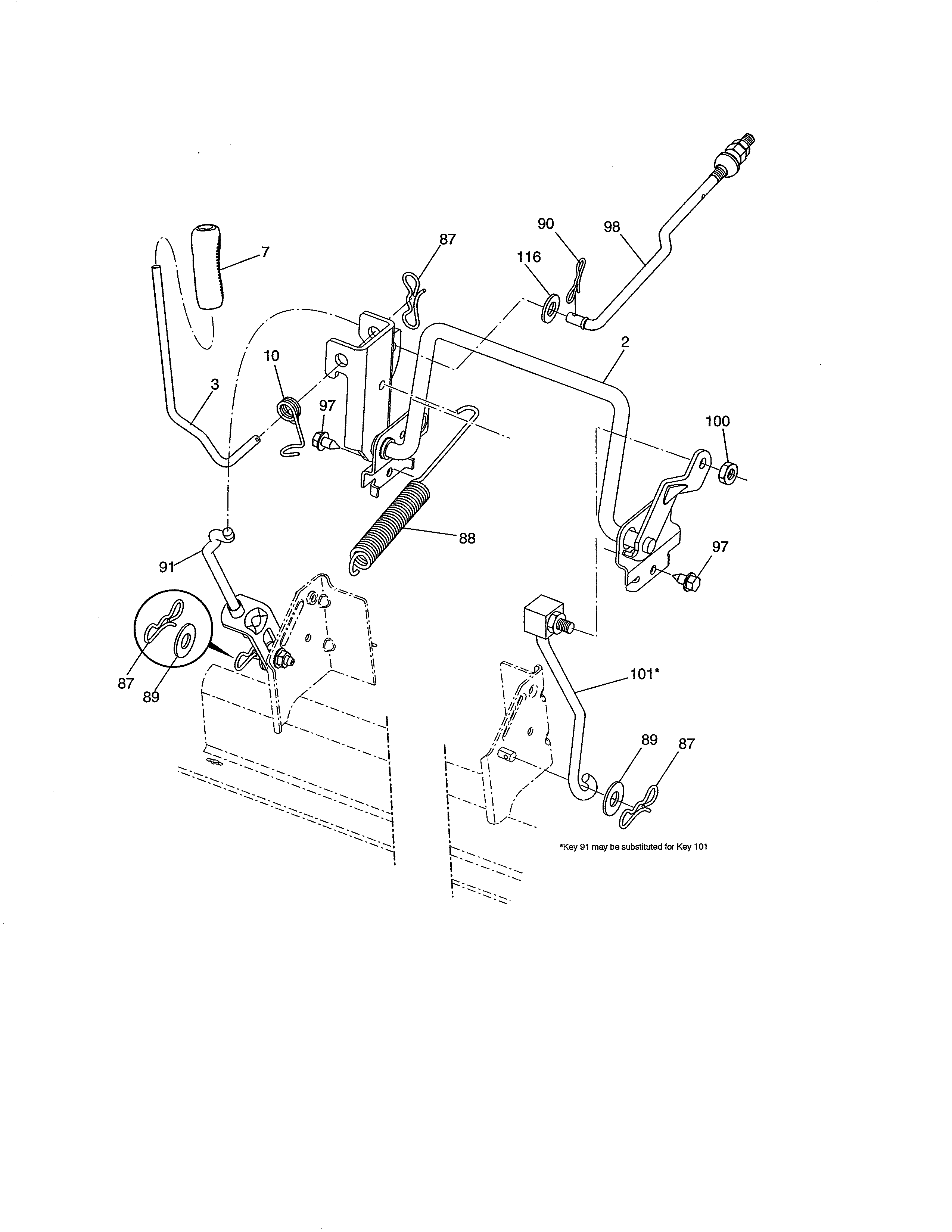 Lift Assembly Diagram and Parts List for 917989850  Craftsman Lawn Tractor