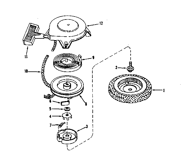 Rewind Starter Diagram and Parts List for 143531011  Craftsman Engine