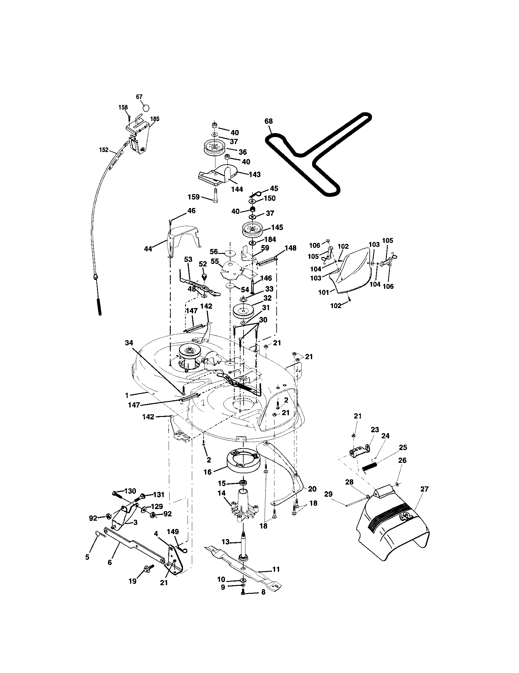 Mower Deck Diagram and Parts List for 917273390  Craftsman Lawn Tractor