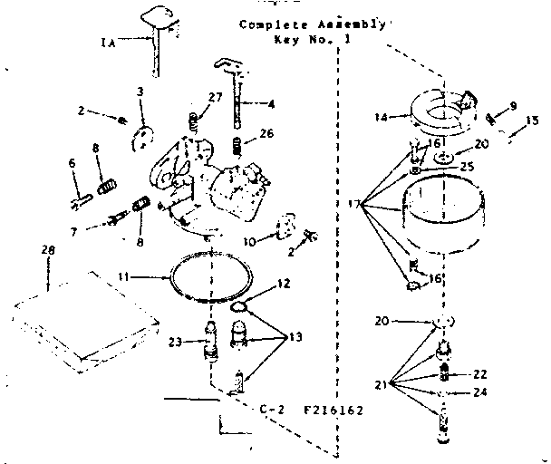 Carburetor Diagram and Parts List for 143216162  Craftsman Engine