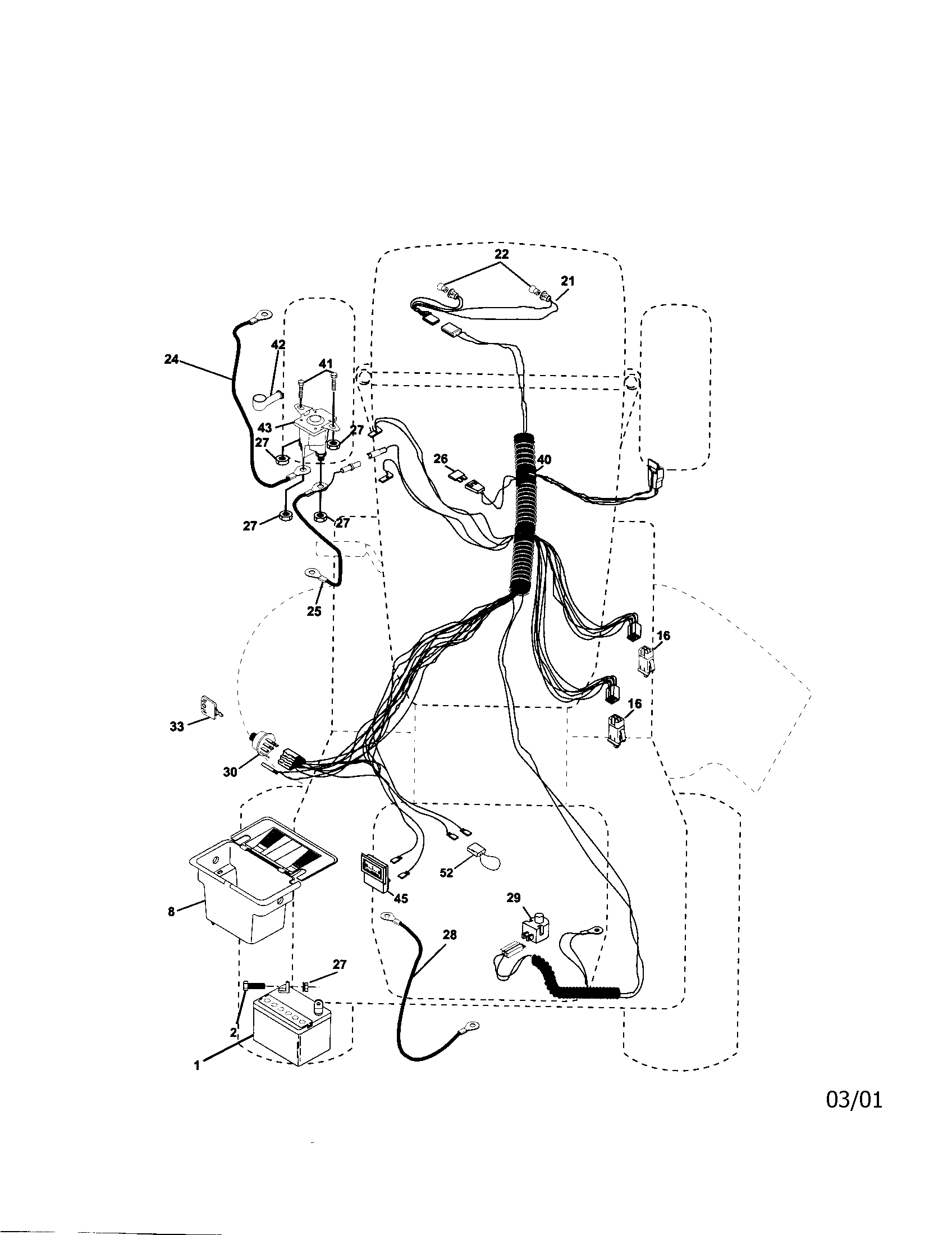 Electrical Diagram and Parts List for 917271742  Craftsman Lawn Tractor