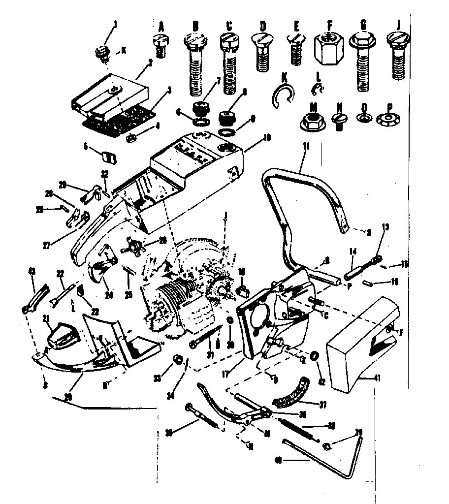 Main Frame Diagram and Parts List for 91762805  Craftsman Chainsaw