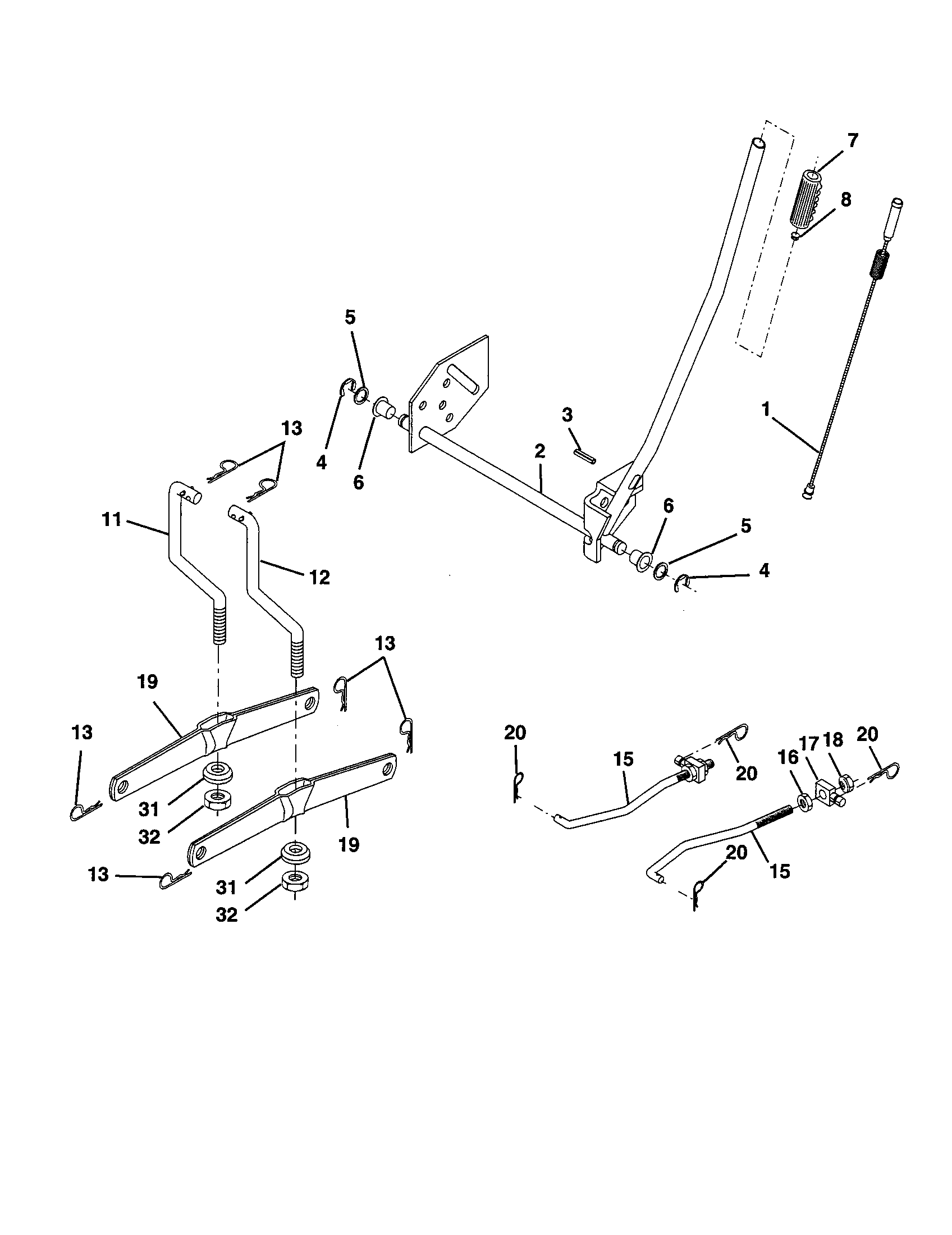 Mower Lift Diagram and Parts List for 917277491  Craftsman Lawn Tractor