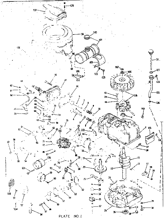 Basic Engine Diagram and Parts List for 143102010  Craftsman Engine