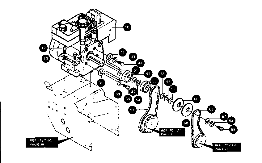 Engine Components Diagram and Parts List for 536886610  Craftsman Snow Blower