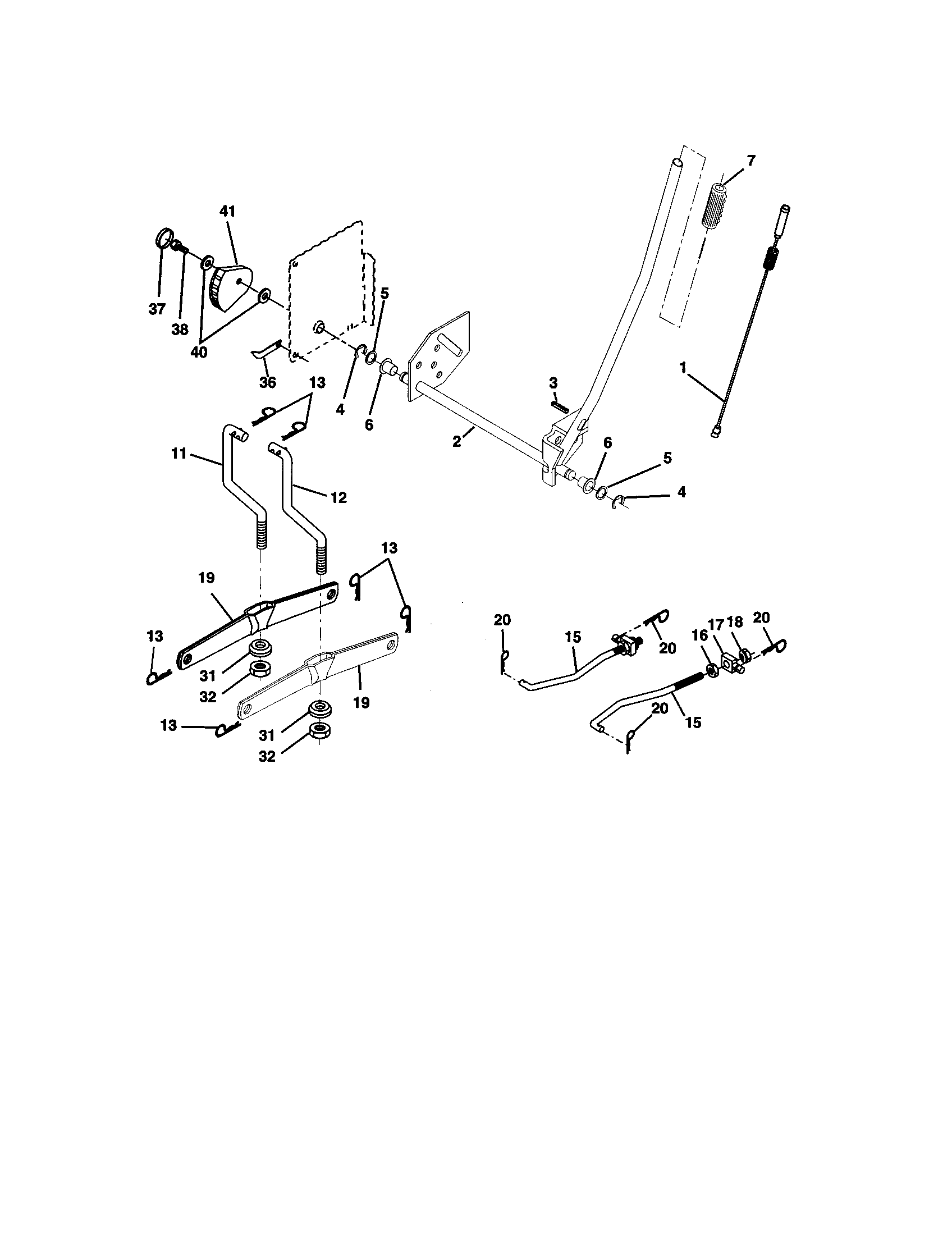Lift Assembly Diagram and Parts List for 917273632  Craftsman Lawn Tractor