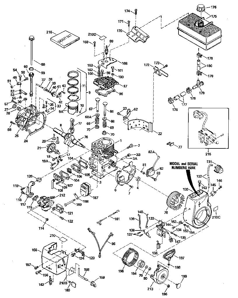 Replacement Parts Diagram and Parts List for 143806042  Craftsman Engine