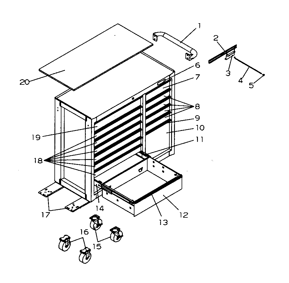 Tool Cart Diagram and Parts List for 706596241  Craftsman Tool Stand & Cart