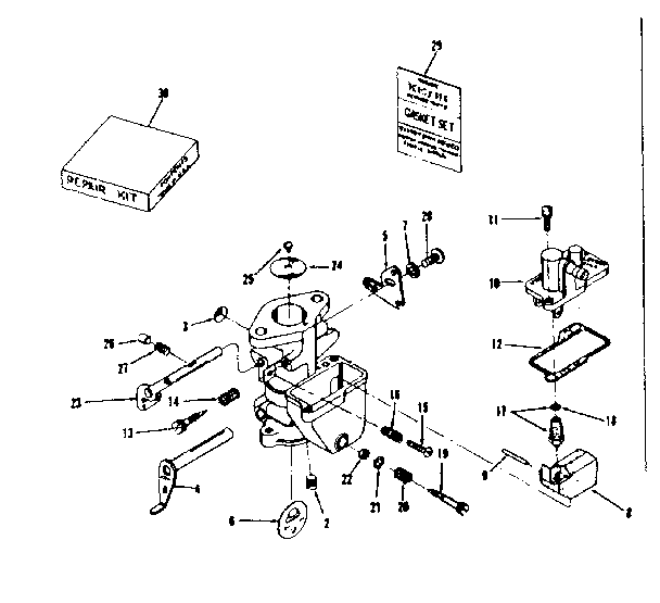 Carburetor No. 29349 (tilltoson No. E-7a) Diagram and Parts List for 143502031  Craftsman Engine