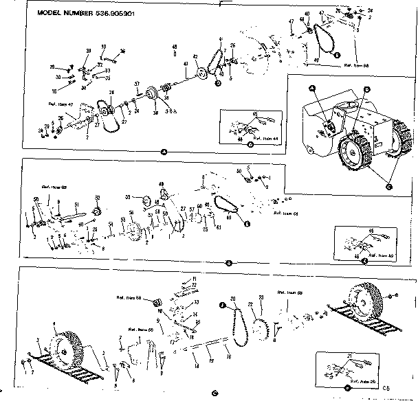 Wheel Assembly Diagram and Parts List for 536905901  Craftsman Snow Blower