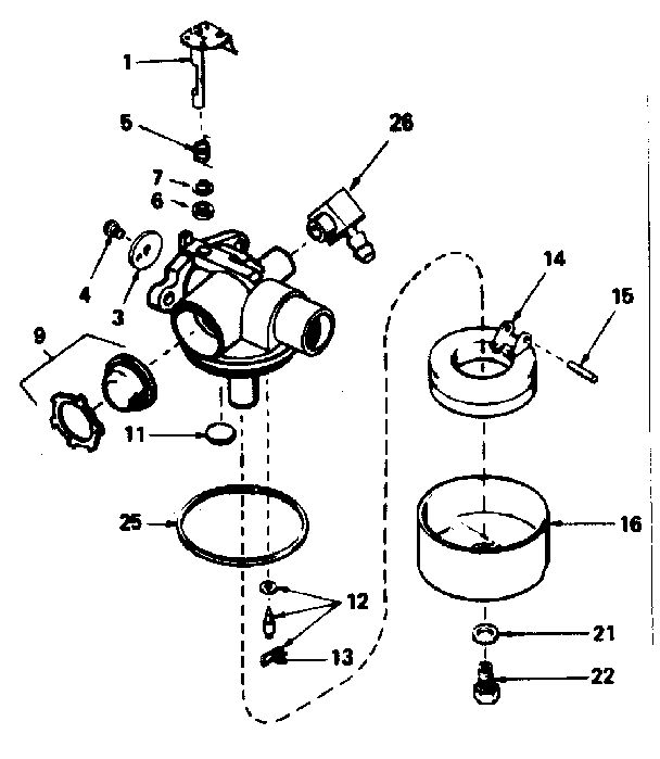 Carburetor Diagram and Parts List for 143384212  Craftsman Engine