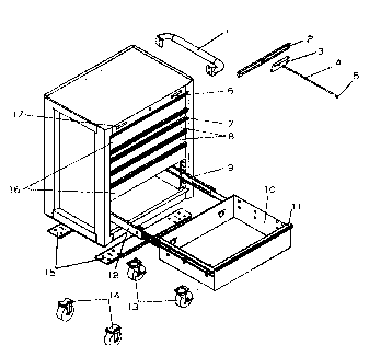 Chest Diagram and Parts List for 706597154  Craftsman Tool Stand & Cart
