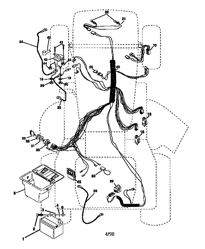 Electrical Diagram and Parts List for 917270720  Craftsman Lawn Tractor