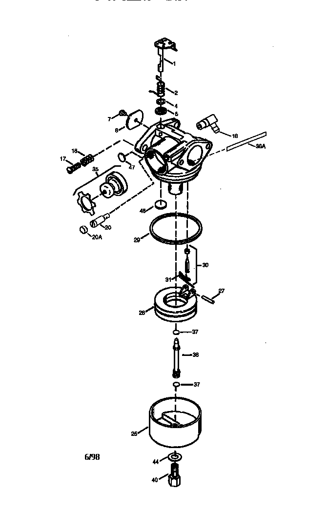 Carburetor 640156 Diagram and Parts List for 143994006  Craftsman Engine