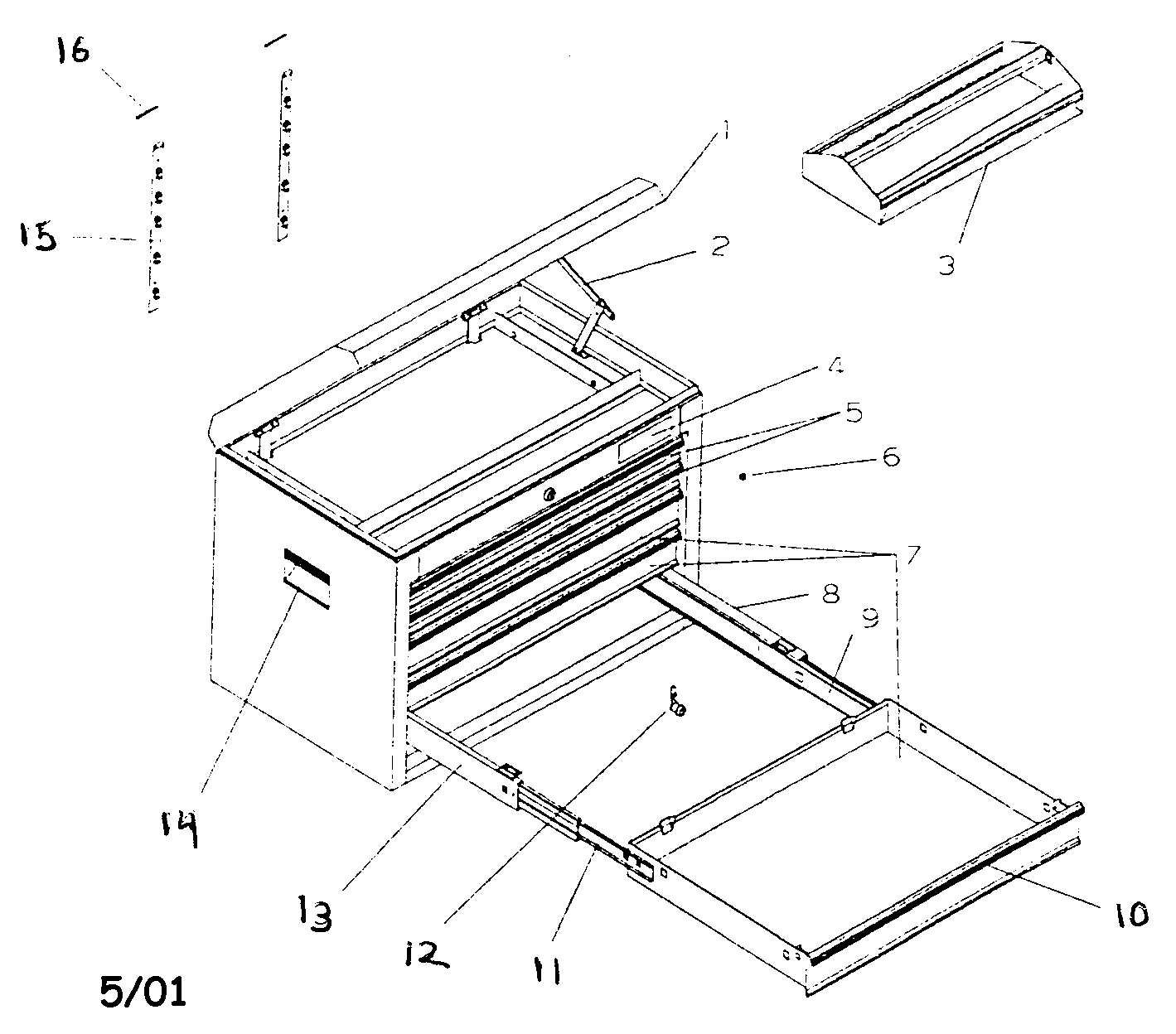 Cabinet Parts Diagram and Parts List for 706597140  Craftsman Tool Stand & Cart