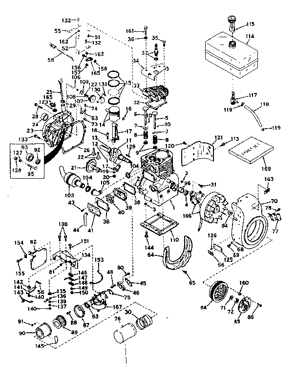 Basic Engine Diagram and Parts List for 143576012  Craftsman Engine